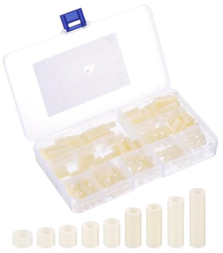 PATIKIL M3 Nylon Spacer Set, 180Pcs Non-Threaded ABS Round Spacer Standoff Assortment Electrical Outlet Spacers for PCB Motherboard, Circuit Board, Switch and Receptacle, White