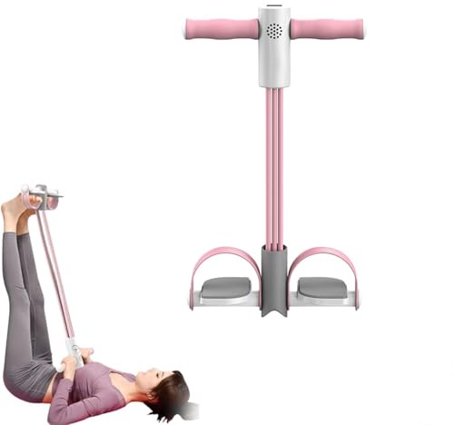 Extracteur d'étrier intelligent jusqu'à 126 cm, 6 tubes d'équipement d'exercice pour abdominaux, bande de résistance à plusieurs niveaux, pour entraînement des bras, jambes, abdominaux, fessier (rose)