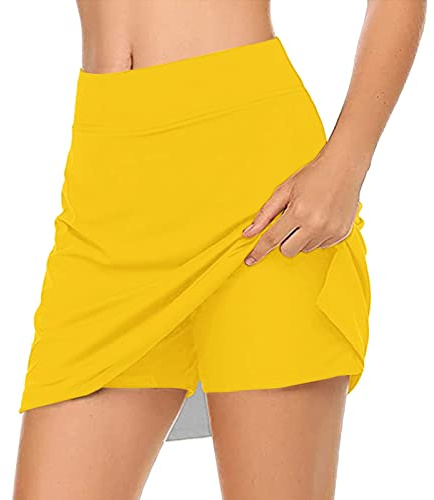 Faldas de niña Negro Yoga Deporte Active Rock Shorts Falda Gris Oscuro, amarillo, S