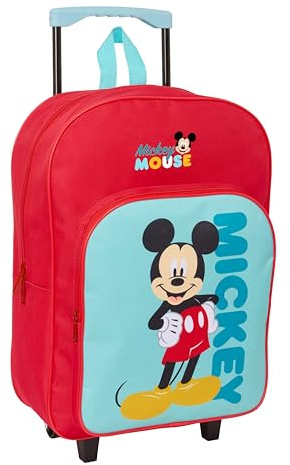 Musse Pigg barnryggsäck med kompakt vagn, perfekt för barn i olika åldrar, bekväm och mångsidig, hög kvalitet och styrka, 33 x 43 x 15 cm