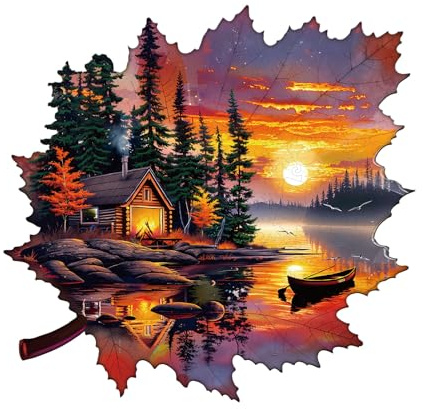 Puzzle en Bois pour Adultes, 230 Pièces Puzzle en Bois Paysage d'automne | Puzzle en Bois Unique de 34 x 32.7 cm, Défi Créatif pour Adultes, Idée Cadeau Originale pour la Famille et les Amis