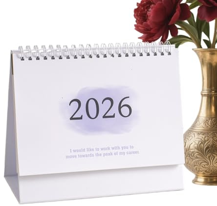 Calendario da tavolo 2026, calendario da tavolo 2025-2026, pianificatore accademico mensile con carta resistente, Capodanno Natale