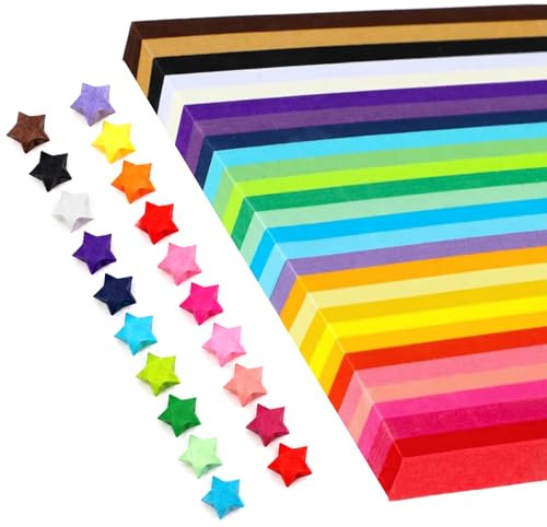 Origami Star Paper Strips,1350 Pcs Coloured Papers for Making Lucky Stars, 27 Assorted Colours Double Sided Folding 24cm Craft Paper, Origami Papers for Classroom & Home Decor Crafting