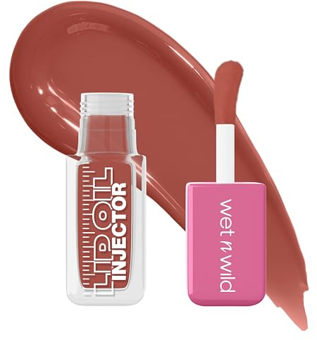 Wet n Wild, Plumping Lip Oil Injector, Blank och Lysande Finish, med Ingefärsolja och Capsicumextrakt för Fylligare Läppar, Lätt Kladdfri Formel, Sweet N' Spicy