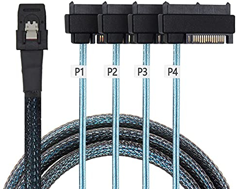 Cablecc Cablecc Interne 36-polige Mini-SAS-Festplatte SFF-8087 Host auf 4 SFF-8482 Target SAS-Festplatten und SATA-Stromkabel, 100 cm