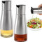 Tebery Set di 2 dispenser per olio d'oliva e aceto, 300 ml, color argento, con beccuccio facile e antigoccia, elegante acciaio inox con fondo in vetro, 283,5 g