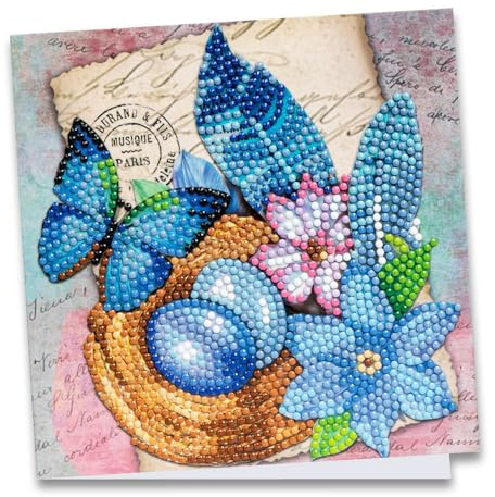 Ideen mit Herz Diamond-Painting-gratulationskort | 16 cm x 16 cm | 370 g/m² | inkl. kuvert och verktyg (blått påskägg i boet)