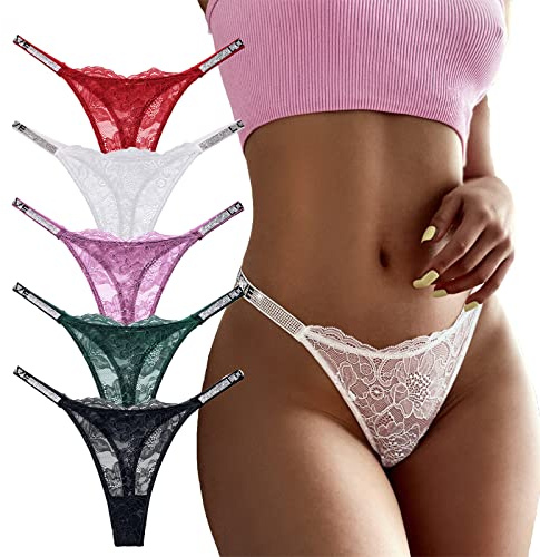 Meshal Perizomi sexy in cotone per donna, 5 pezzi, hipster con tanga, X-Large