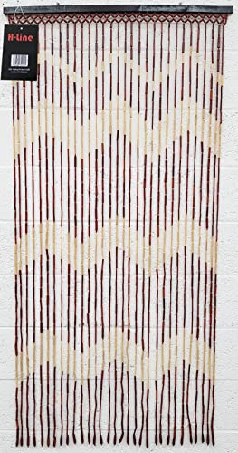 H-LINE Beaded Bamboo Wooden Door Curtain Summer Blind Fly Curtain Screen 180cm x 90cm (Thick Wave Design)