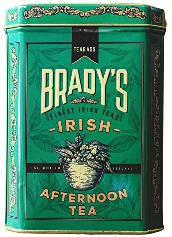 Brady’s Irish Afternoon Tea - 40 x Afternoon Tea Bags - Traditional Irish Blend of Black Teas in Beautifully Embossed Decorative Tin - Christmas, Birthday, Mother’s & Father’s Day Gift