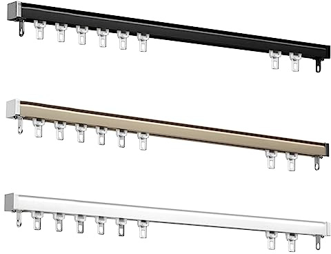 Rail De Rideau De 1m 3m 4m 6m, Rail De Plafond En Aluminium Pour Rideaux, With Mute Track Curtain Room Divider Rail De Rideaux Pour Salon, Douche, Ensemble De Rails De Plafond BLACK 60CM