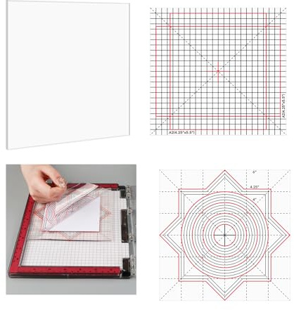 OTCRAFT 5 st/set 15 x 15 cm multianvändning halkfria klibbiga mattor passar i stämpelpositioneringsverktygsset, fotopolymer greppmatta med tryckta guider på platshållning stencil på plats hantverk