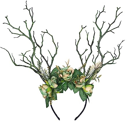 MOSTORY Couronne de branches vertes faites à la main - Pour femme et fille - Pour cosplay, Halloween, fête