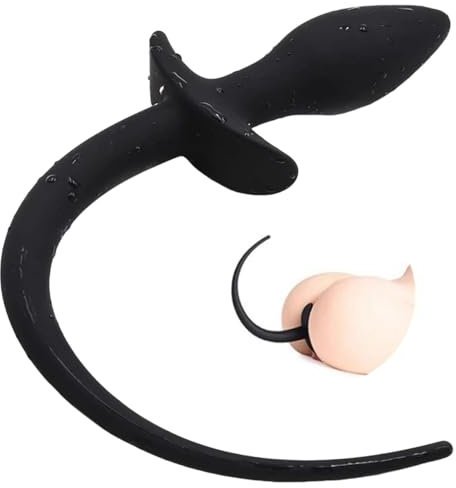 Anal Plug Cola Perrito Negro Silicona Premium, Juguetes Sexuales Parejas Unisex, Diseño Ergonomico Suave Elastico, Facil Inserción, Estimula Próstata Y Anal, Roleplay Cosplay Erotico.