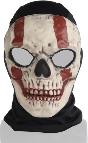 JOYASUS Taktisk paintball-mask heltäckande huvudbonad skalle huvudbonad mask för halloween cosplay jakt CS krigsspel maskerad kostym fest (röd-svart)