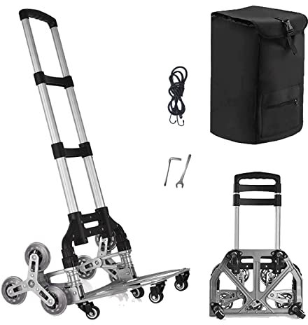 Carro de la compra de mano para subir escaleras, carrito de la compra de alta resistencia, carrito plegable portátil para moverse con ruedas universales y con bolsa de lona impermeable