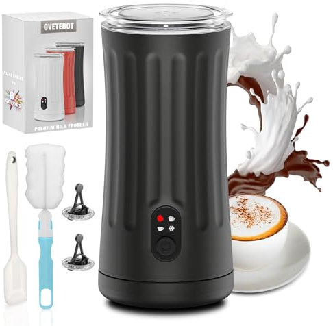 Ovetedot Milchaufschäumer für Heißen und Kalten Milchschaum, Automatische Abschaltung Kaffee Aufschäumer((Nachtschwarz)