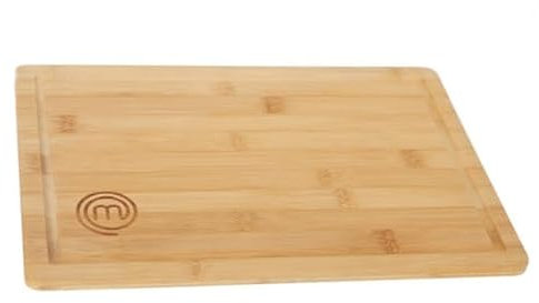 MasterChef Tabla de cortar de bambú 34 x 23,5 x 1 cm Marca duradera y ecológica Ideal para cortar frutas, verduras, carne y pan Superficie antibacteriana y duradera