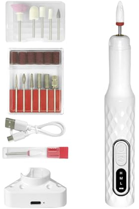 Juego de brocas para uñas | Fresadora eléctrica inalámbrica de uñas | Herramienta de manicura con 3 velocidades ajustables para el hogar y el salón
