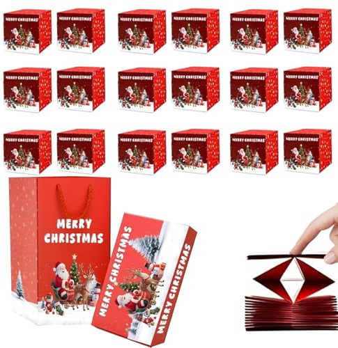 Surprise Gift Box Explosion,Pop Up Money Box,Merry Christmas Folding Bouncing Gift Boxes,Surprise Gift Box Explosion,Surprising Gifts Box Explosion For Money Christmas (Red, 18 Bounces)
