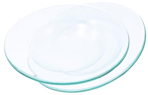 DEARMAMY Piastre Riscaldanti per Aromaterapia e Fusione Cera Trasparenti 120mm in Vetro, Rivestimenti Riutilizzabili per Lampade a Olio, Accessori Scaldafragranze per Casa e Interni 2 Pezzi