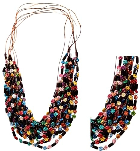 Nativilis Collana multistrato fatta a mano con chiacchierino frivolitê - Collana multicolore all'uncinetto floreale - Gioielli in pizzo artigianale Boho per donne (#307)