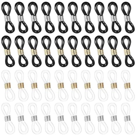 YUVKIN 40 Pezzi Terminali Regolabili in Silicone per Catene Occhiali, Ganci per Occhiali, Connettori per Catene Occhiali, Portaocchiali Collana Catenina (4 Colori)