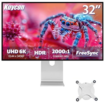 Kuycon G32P 32 inch FHD (6144 x 3456) 6K Monitor, IPS Panel, 1.07 Billion Colors, 99% sRGB, 5ms, HDR, 2000:1 Contrast, Anti-Glare, HDMI, DP, (Honeycomb - with Stand)