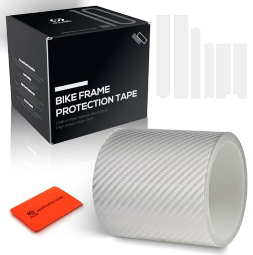 Chooee Carbon Fiber Pattern Bike Frame Protection Tape,Black/Semi-transparent Bicycle Frame Protector 3m(4x118),Bicycle Protective Film Stickers anti-scratch for ebike/Gravel/MTB/Road Bike