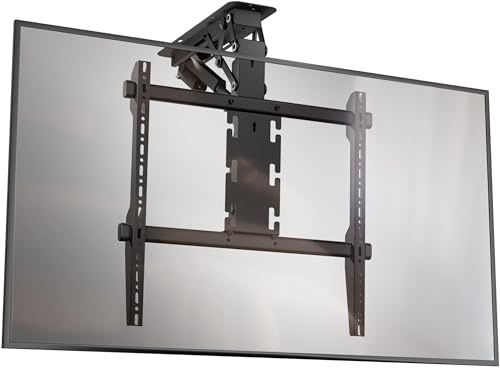 ONKRON Support TV Plafond Motorisé pour 50-75 Pouces Téléviseur Jusqu’à 40 kg, Support Tele Motorisé VESA 200x200-600x600, Accroche Tele Electrique, Fixation Television sous Pente Noir N3LE-B