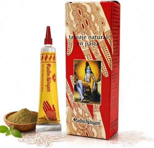 Agni Pasta Natural para Tatuajes Temporales Lista para Usar, Kit Completo con Aplicador, Plantillas y Accesorios, Arte Corporal Mehndi para Manos, Pies y Piel - 30 gramos