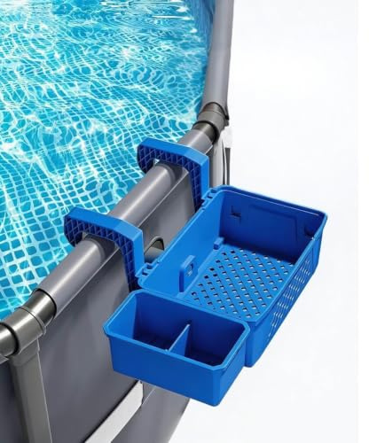 Juego de cesta de almacenamiento para piscina, incluye soporte para bebidas, cesta de plástico para piscina, accesorios de tubo caliente, accesorios multifuncionales, ideal para piscina sobre el suelo