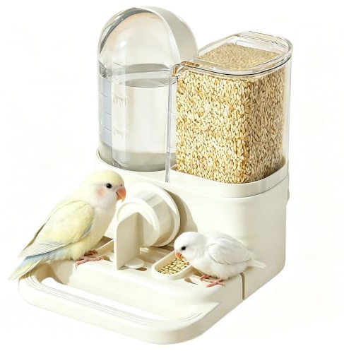 Mangeoire et Abreuvoir automatiques 2 en 1 pour Cage (1pc) | Distributeur nourriture eau oiseaux, réservoir transparent, support ajustable pour calopsittes et perruches