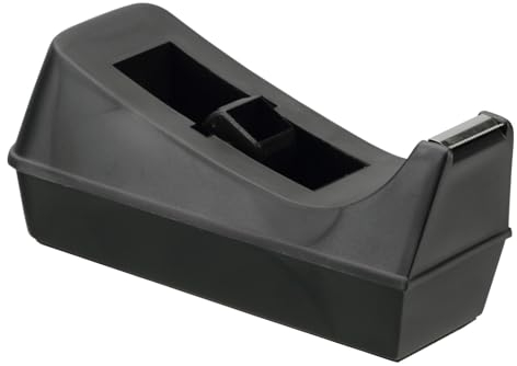 Q-Connect Dispensador de cinta de plástico para cinta adhesiva de 19 mm x 33 m, base antideslizante, color negro