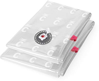 Compactor - Lot de 2 sacs de rangement sous vide – 1 taille M 90 x 55 cm + 1 taille L 100 x 80cm - Rangement sous vide pour vêtements, couettes et oreillers