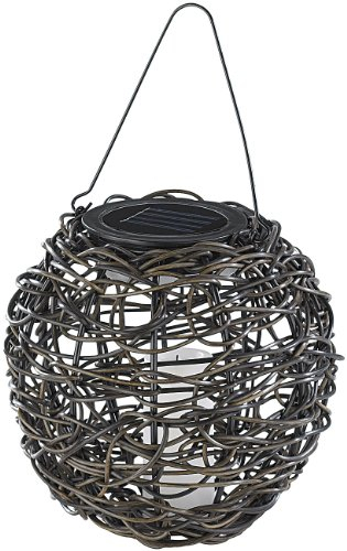 Lunartec Kugelförmige Solar-LED-Dekoleuchte aus Polyrattan