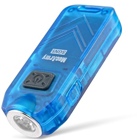 MecArmy Mini LED Taschenlampe mit 560 Lumen und 115 dB Alarm, 5 Lichtmodi, USB wiederaufladbar, IPX4 wasserfest, kompakte EDC Lampe für Camping, Wandern & Notfälle (SGN5 – Blau)