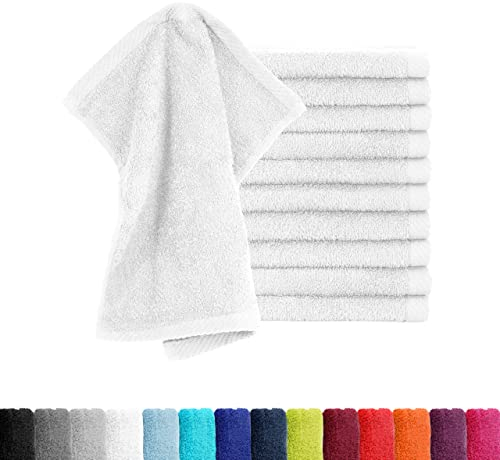 BaSaTex - 10er Pack Seiftücher für Gesichts- & Körperreinigung im Set - Frottee Seiflappen aus weicher Baumwolle in 30x30cm - Waschlappen Öko-Tex Made in Green Zertifiziert - Weiß