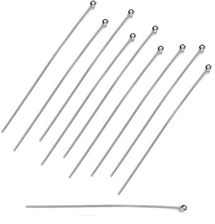 DIY925 40 Stück Kettelstifte Nietstifte 925 Sterling Silber 20mm x 0,5mm Kopf Ø 1,8mm in Juweliers- Qualität