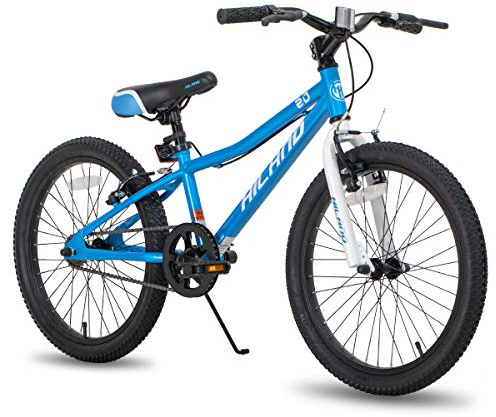 Hiland Climber Vélo Enfant 20 Pouces pour garçons et Filles de 7, 8, 9, 10, 11, 12 et 13 Ans, avec Freins V-Brake et Doubles Freins, Bleu
