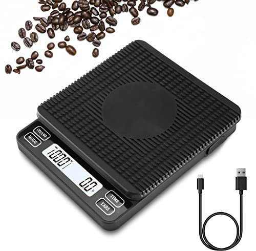 ACCT Kaffeewaage mit 2000g-0.1g Messbereich, barista waage mit timer，automatischer Tara-Funktion, 5 verschiedenen Einheiten, 6 Wiegemodi, USB-Datenkabel & LCD-Display