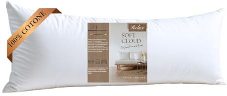 GM Soft Cloud Sängkudde 40 x 145 Sovkudde 1 st Överdrag 100% Frisk Allergivänlig och andningsbar Bomull Tillverkad i Italien