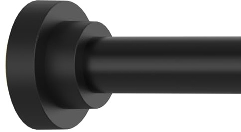 Thestoa Shower Curtain Rod Adjustable 43-78 inch, 1Diameter Spring Tension Curtain Rod No Drill, Anti-Rust Non-Slip Shower Rod, Black Shower Curtain Rod for Bathroom Tension