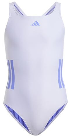 adidas Niñas 3-Stripes C-Back Swimsuit, Violet Tone/Cobalt Blue, 4-5 Years