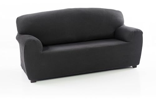 FAVERTI® Sofabezug für 3-Sitzer, elastisch, universal, von 180 bis 220 cm | Modell Reale | Grau | Sofabezug | Hochwertiger Schutz aus Jacquard-Stoff in Baumwolloptik