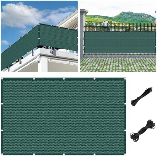 Jardín Pantalla para Balcón 135 x 265 cm Protección de La Privacidad, Antienvejecimiento, Transpirable con Ojales Estera de Privacidad de, para Balcón, Verde Oscuro