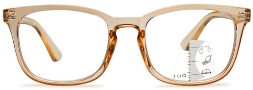 ABETOS Gleitsicht Lesebrille Multifokus Progressive Lesehilfe Sehhilfe Blaulichtfilter Damen Herren Retro Mode Multifocus Brille mit Sehstärke