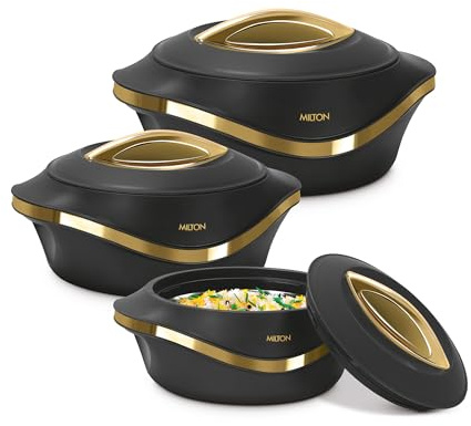 MILTON Insulated Casserole Dish with Lid 3 pc Set 2.1/1.5/1 qt. Hot Pot Food Warmer/Cooler –Thermal Soup/Salad Serving Bowl- Stainless Steel Hot Food Container–Best Gift Set for Moms –Holidays