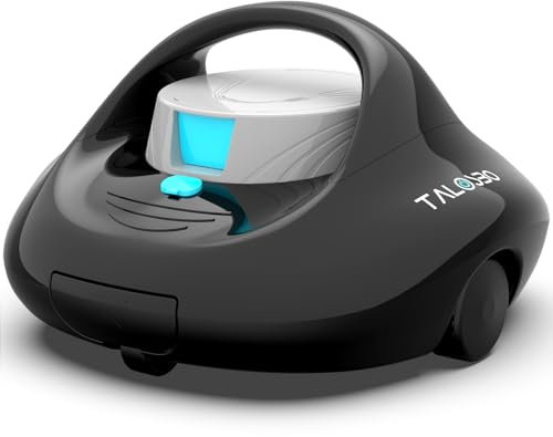 TALOSBO PLECO SE Robot per Piscina Fuori Terra e Interrata, Ricarica Rapida 2.5 Ore, Autonomia 130 Mins, Doppia Trazione, Pulizia Potente, Adatto per Piscine Fino a 80 m²