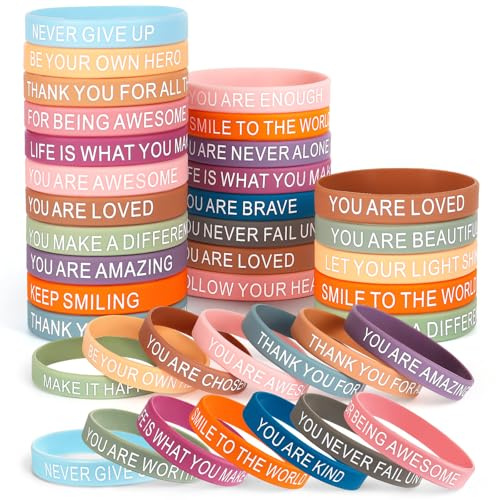 VICROIC 30 braccialetti motivazionali in silicone, braccialetti ispiratori in gomma, braccialetti colorati in silicone per ufficio, classe, ricompense, regali, bomboniere, forniture